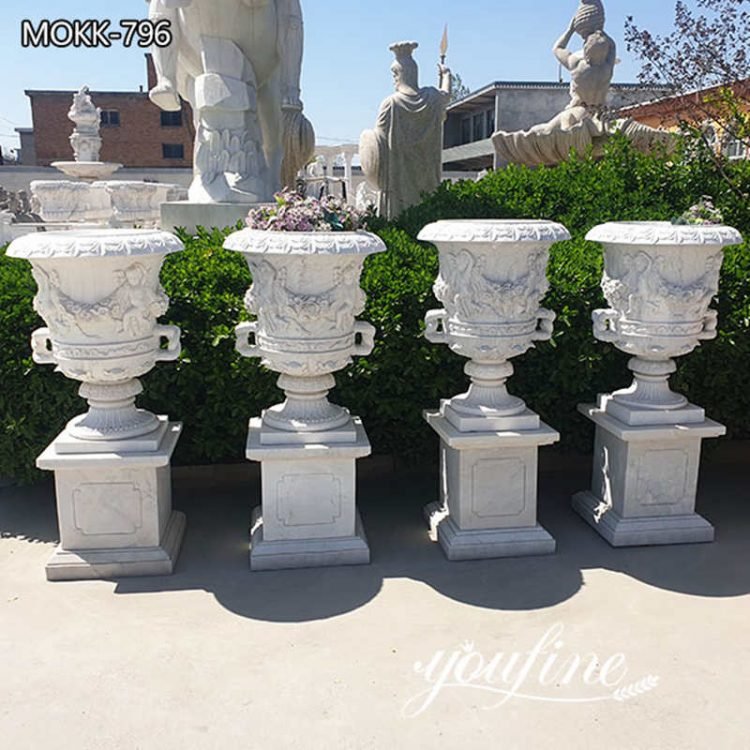 Customized Hand-Carving Natural Marble Flower Pots Design for Garden MOKK-796