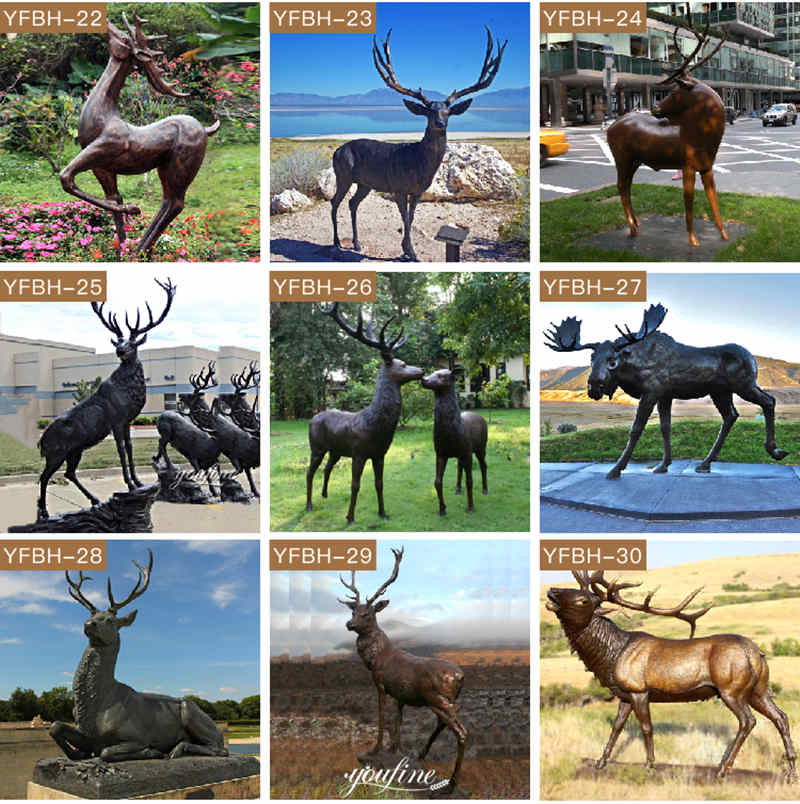 Life-size Bronze Spot Outdoor Deer Figurines Garden Decoration for Sale