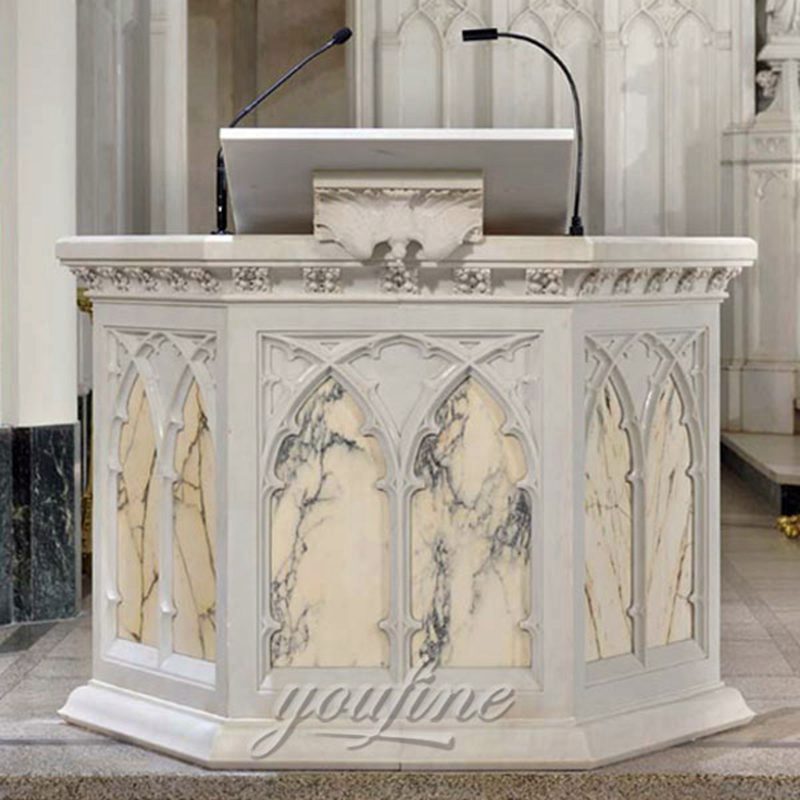 Catholic White Marble Pulpit Hand-carving Church Decor for Sale CHS-354