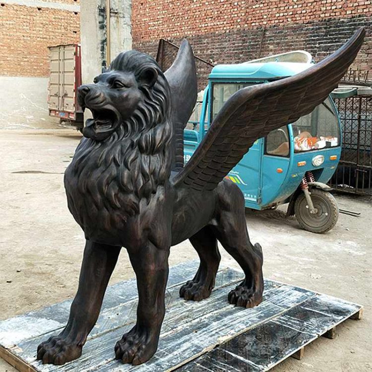 Casting Winged Bronze Lion Statue Tarkov Garden Decor for Sale BOKK-654