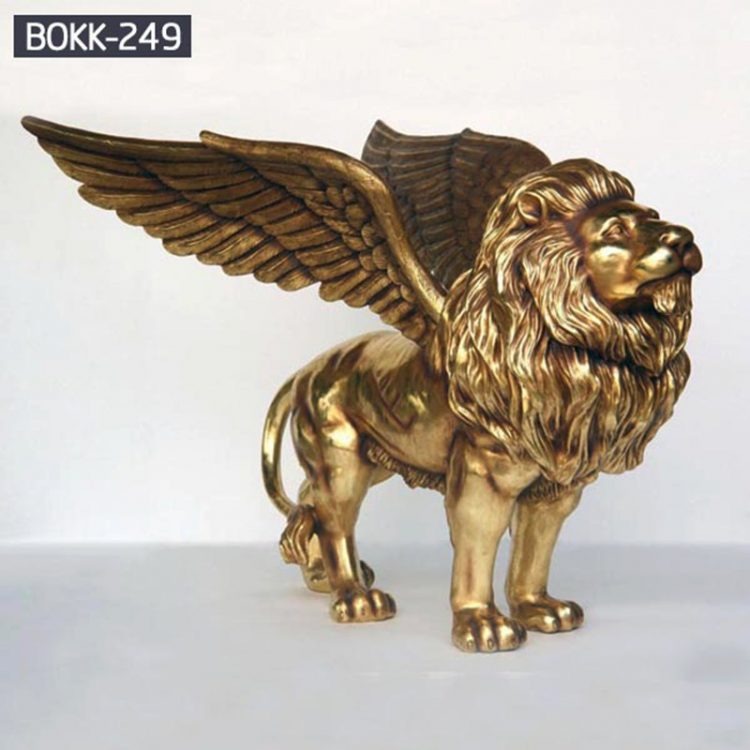 Bronze Gold Bronze Lion Statue with Wings Modern Art Decor for Sale  BOKK-249