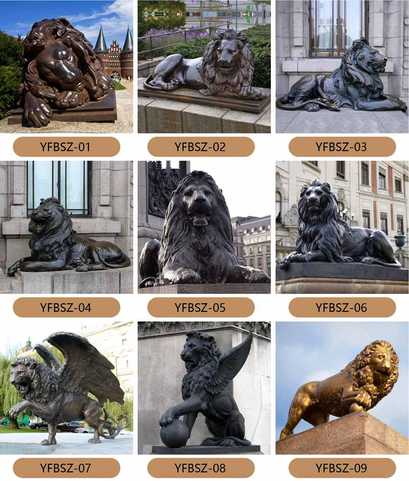 Casting Winged Bronze Lion Statue Tarkov Garden Decor for Sale