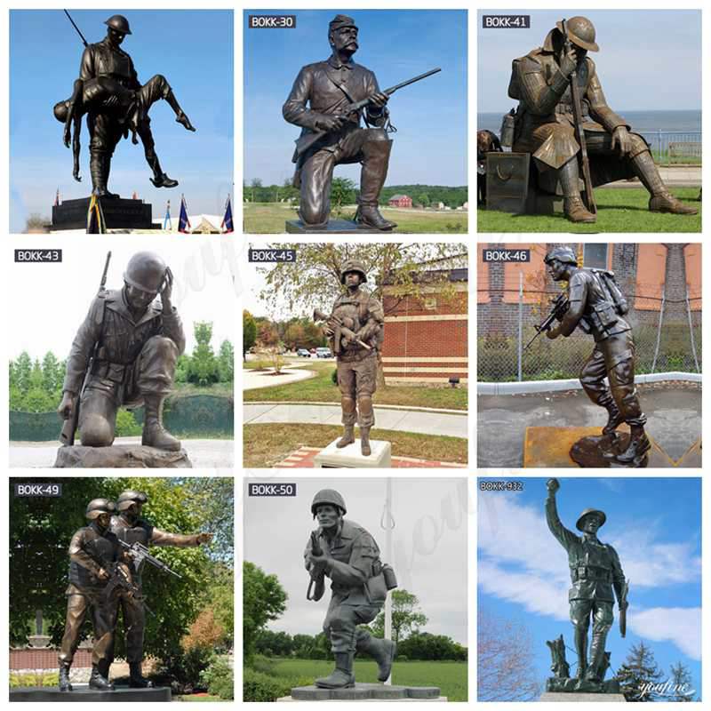 Bronze Military Solider Statue with Kid Life Size Statue for Sale