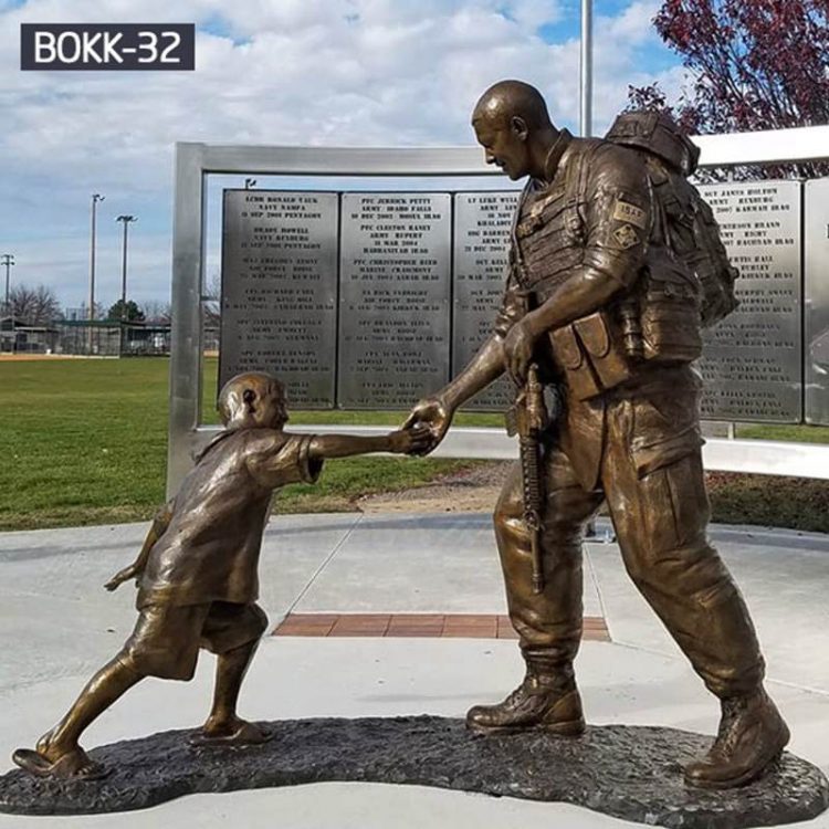 Bronze Military Soldier Statue with Kid Life Size Statue for Sale  BOKK-032