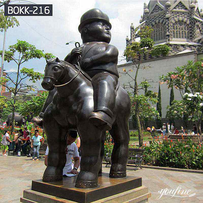 Large Bronze Fat Man on Horseback Replica of Botero Plaza youfine sculpture