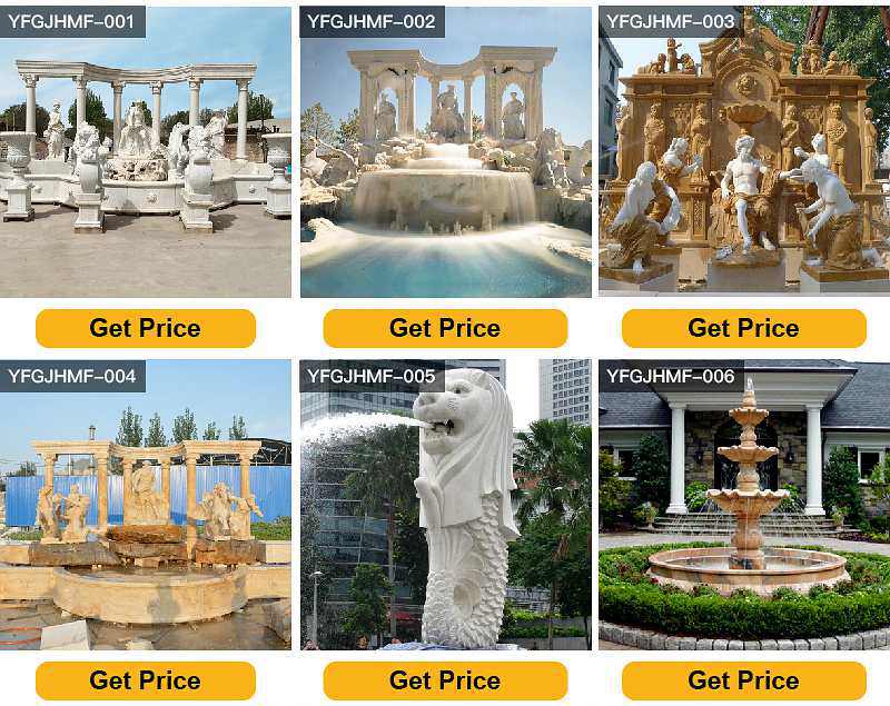 Large Marble Column Water Fountain with Winged Horse Statues for Sale