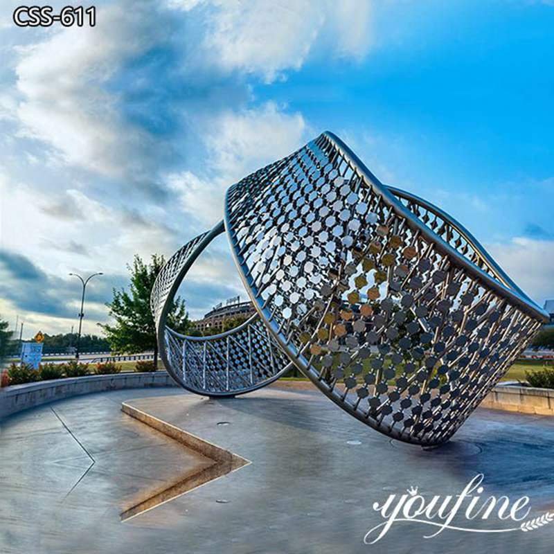 Large Outdoor Stainless Steel Abstract Sculpture Square Decor for Sale CSS-611