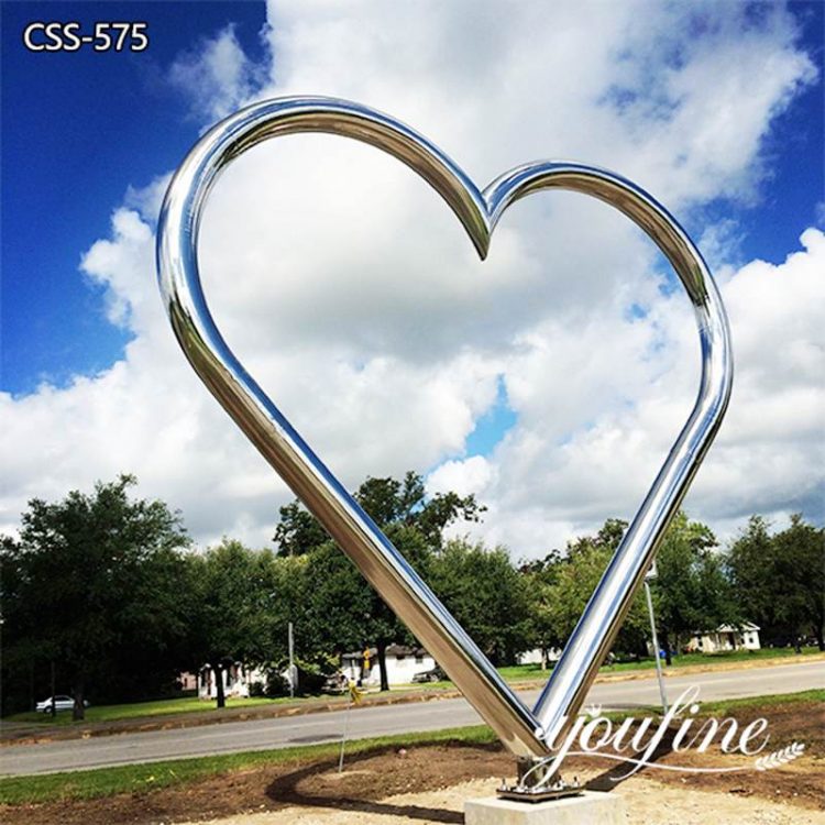 Large Polished Metal Heart Sculpture Square Decoration Wholesale CSS-575