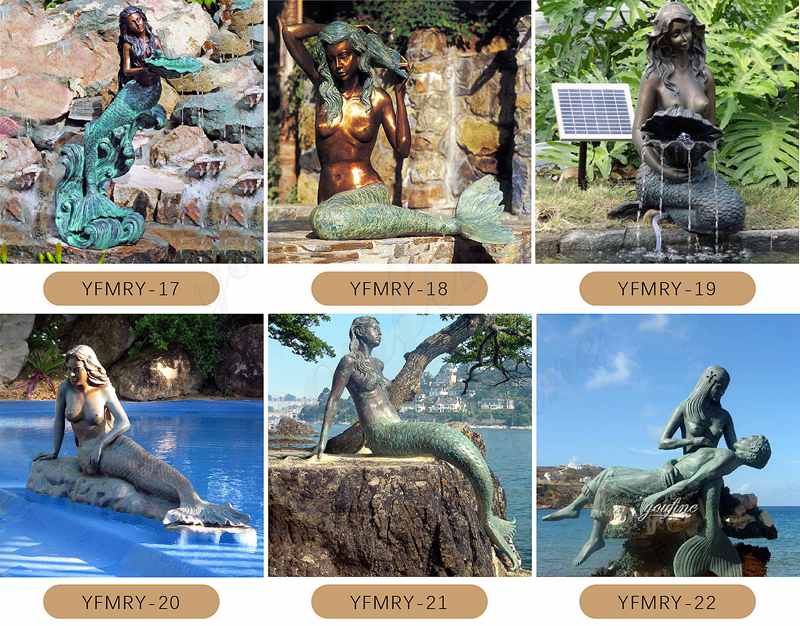 Life Size Bronze Casting Mermaid and Dolphin Garden Decor Factory Supplier