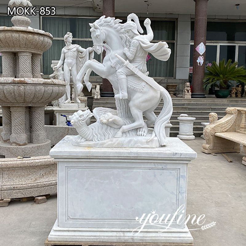 Life Size St. George and Dragon Hand-carving Marble Statue factory supplier
