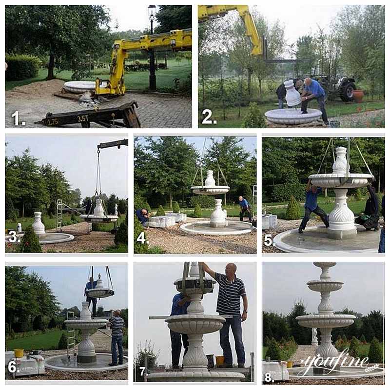 Large Outdoor 3-tiered Marble Water Fountain for Garden Factory Supplier