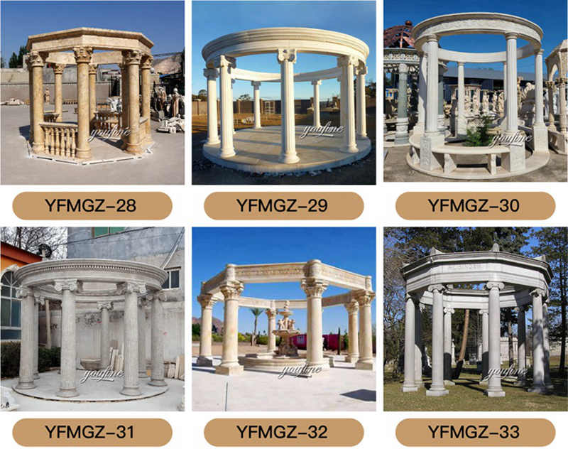 Large Hand-carving Marble Column Gazebo Classical Square Decor Factory Supplier