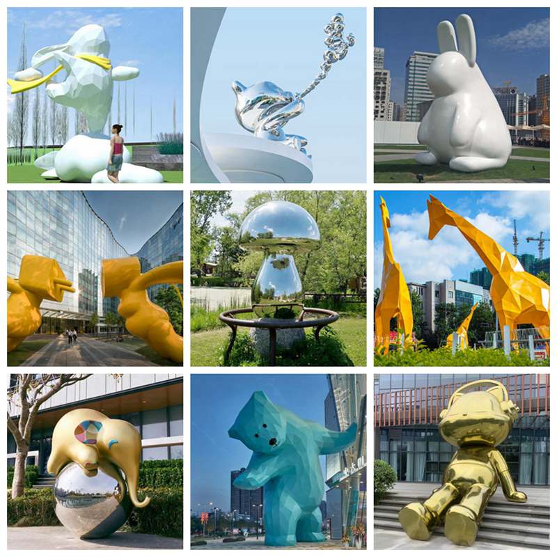 Large Abstract Yellow Stainless Steel Sculptures Square Decor factory supplier