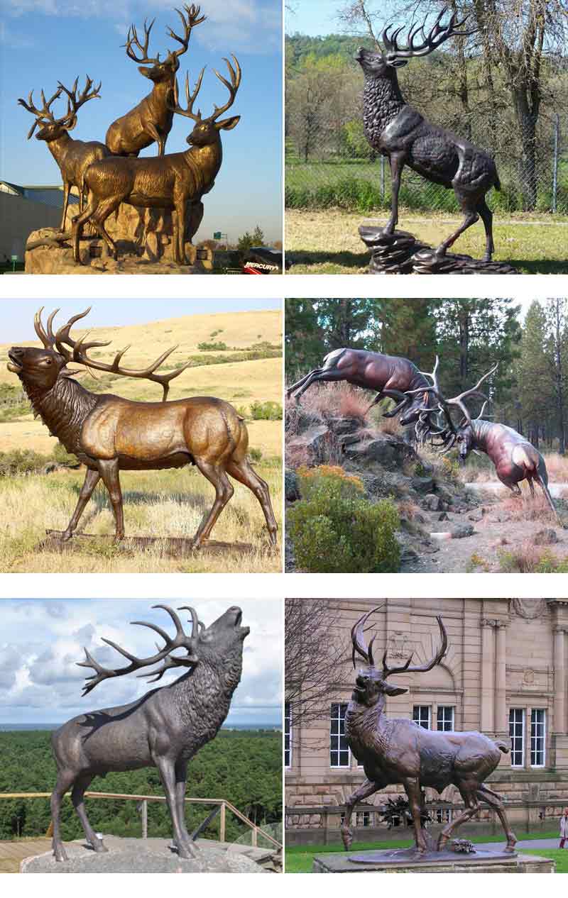 Life Size Bronze Stag Garden Decorative Animal Statue for sale