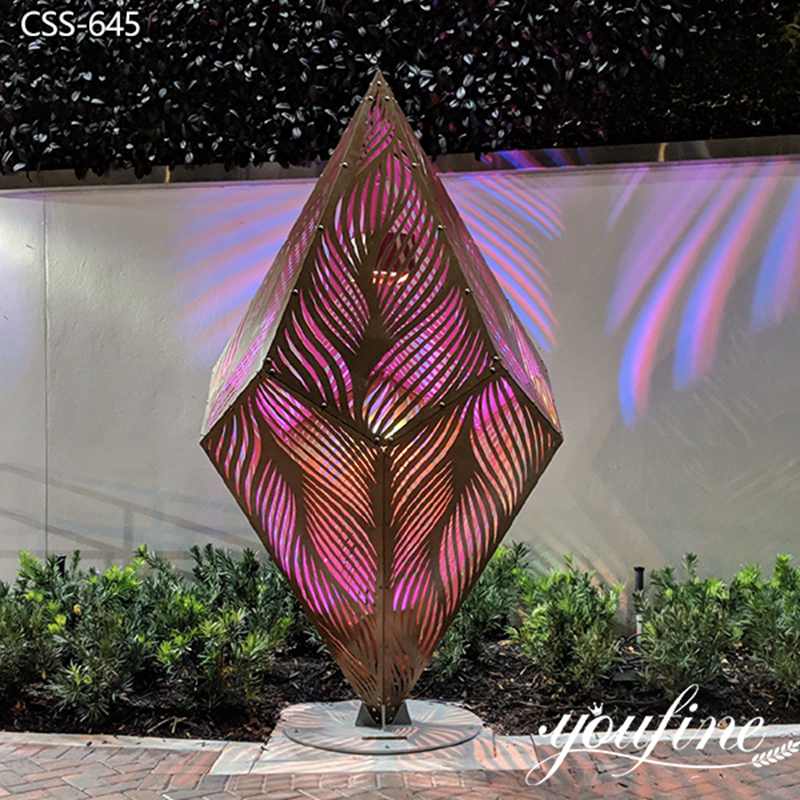 Modern Hollow Stainless Steel Sculpture with Light Decoration factory supplier