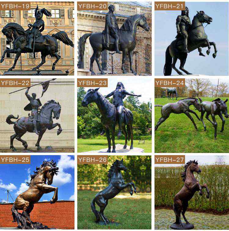 Outdoor Bronze Riding Horse Statues Large Garden Decor for Sale