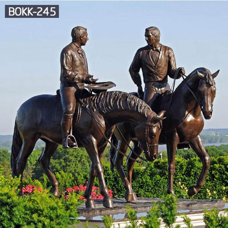 Outdoor Bronze Riding Horse Statues Large Garden Decor for Sale  BOKK-245