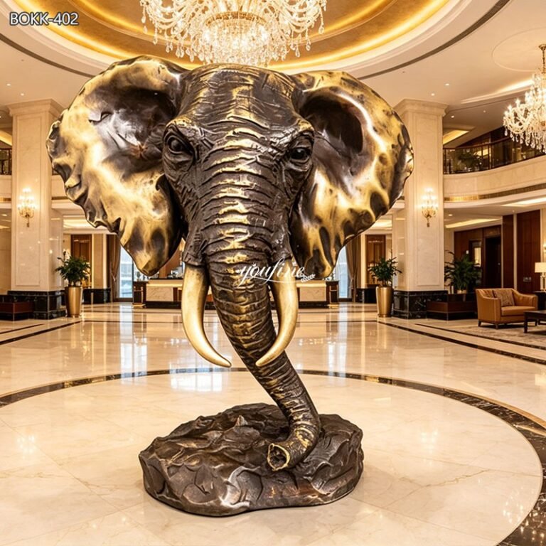 elephant head bronze statue