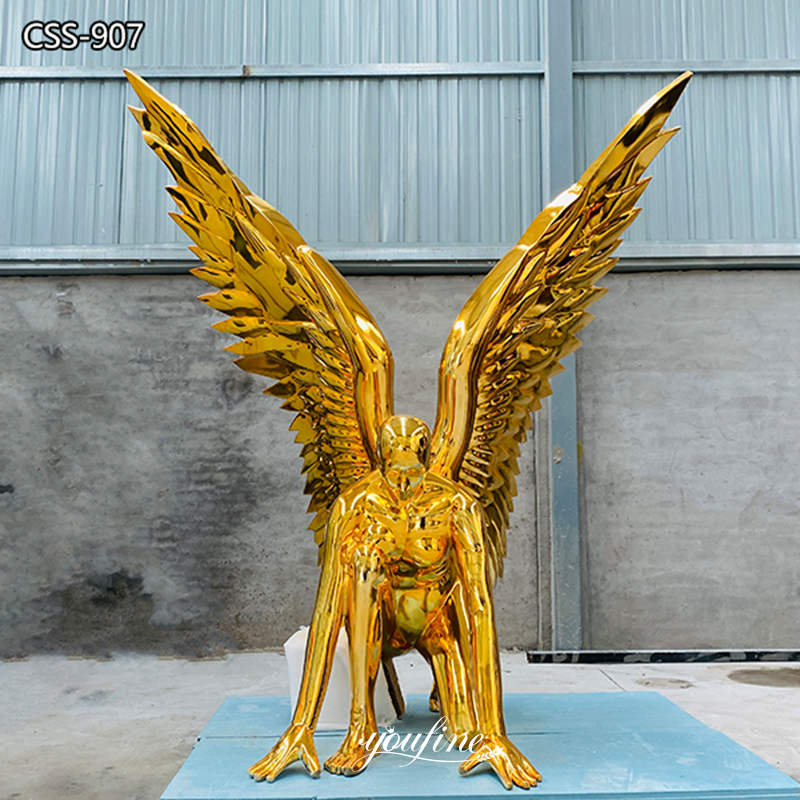 Metal Gold Angel Statue The Start Sculpture Design CSS-907