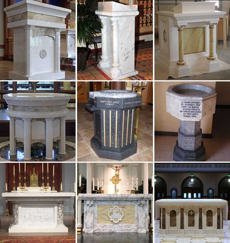 Hand-carved Large Beige Marble Altar Table Church Furniture for Sale