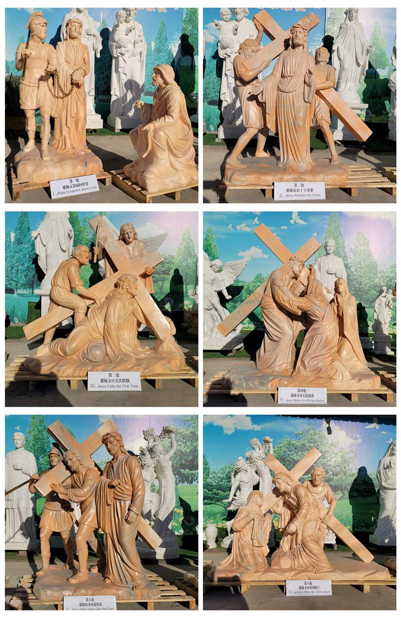 Hand-carving Marble Religion Statue The Fourteen Stations of the Cross factory supplier