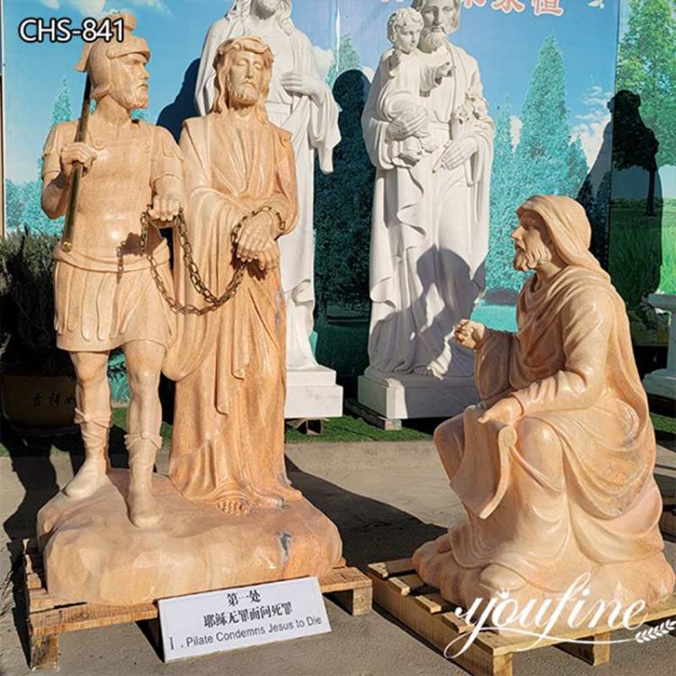 Hand-carving Marble Religion Statue The Fourteen Stations of the Cross for Sale CHS-841