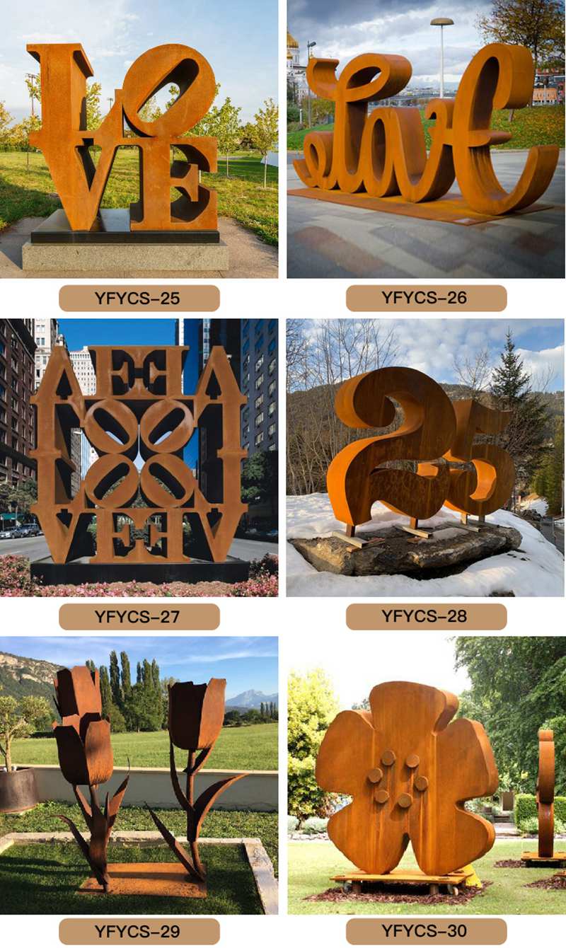 Large Outdoor Corten Steel Love Sculpture Art Decoration factory supplier