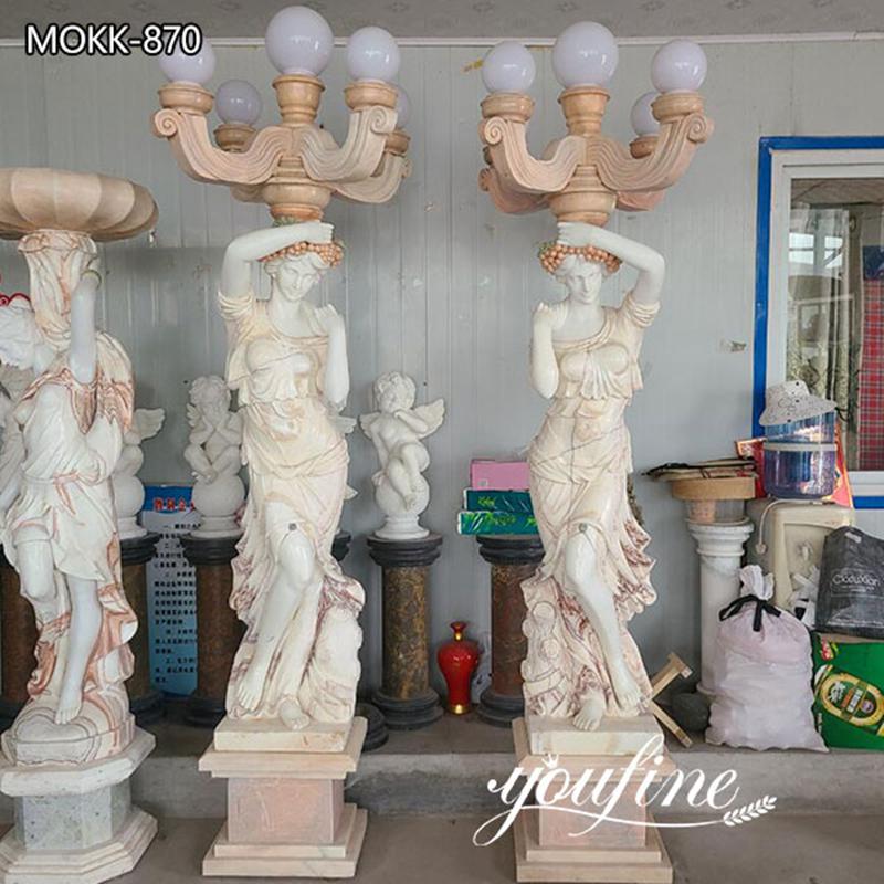 Life Size Marble Lady Lamp Statue Outdoor Decor Factory Supplier MOKK-870