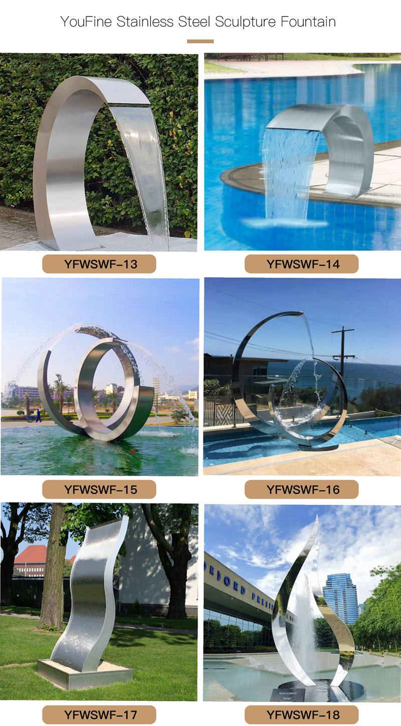 Modern Stainless Steel Water Fountain Outdoor Art Decor factory supplier