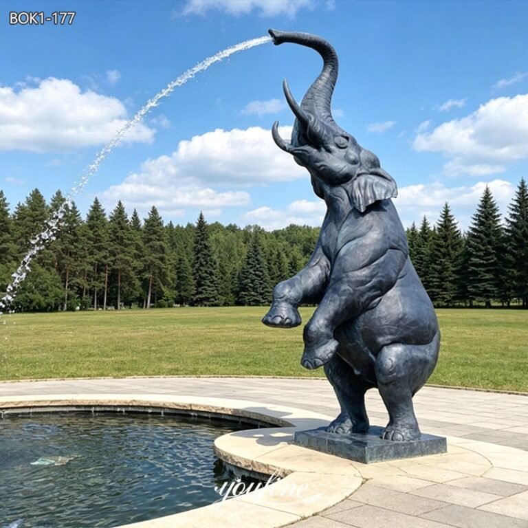 bronze elephant statue standing place
