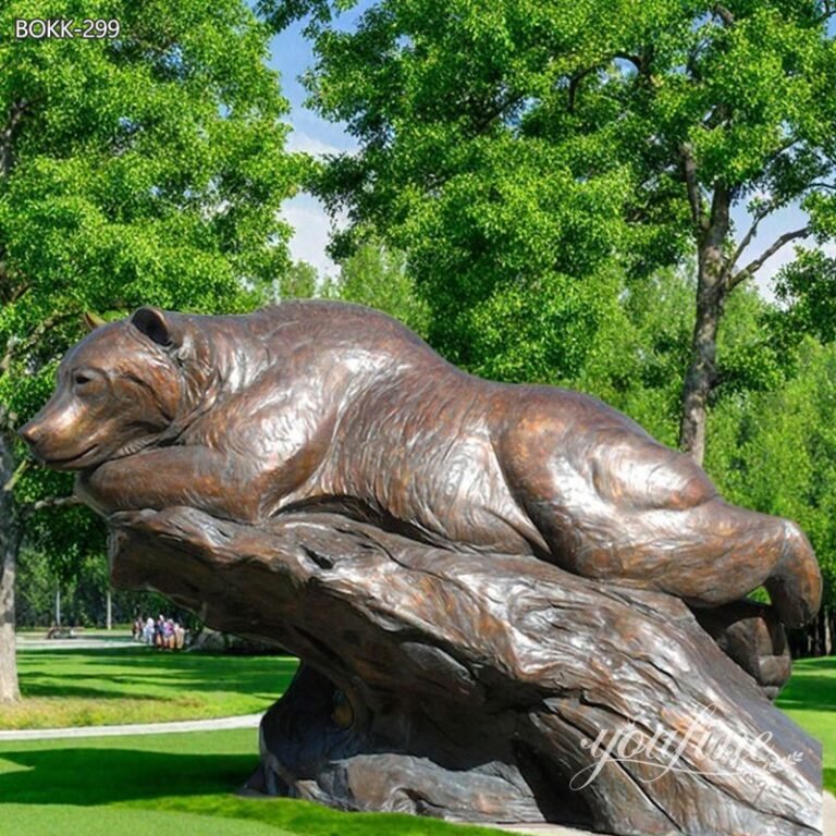 bronze grizzly bear statue