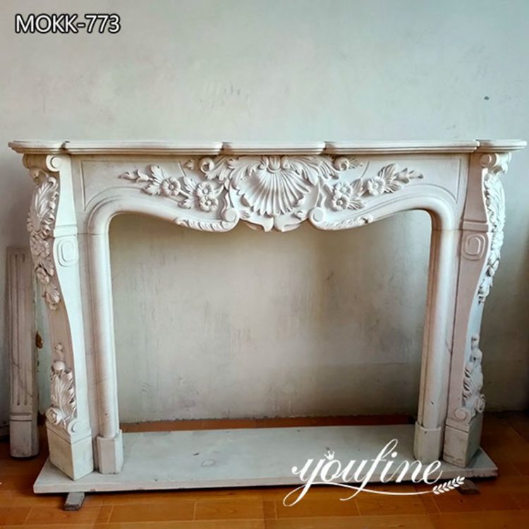 Large White Marble French Fireplace Mantel Home Decor for Sale MOKK-773