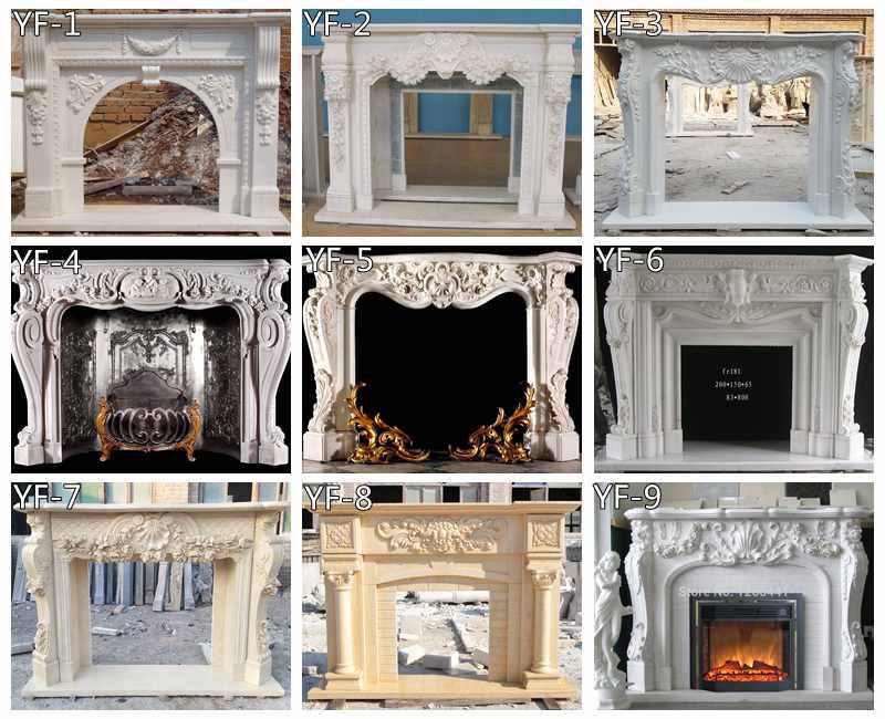 Large White Marble French Fireplace Mantel Home Decor for Sale 