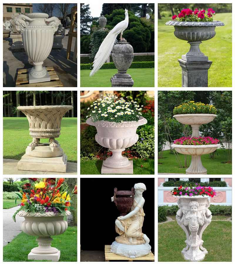 Customized Size Marble Flower Pot Garden Decor for Sale 2