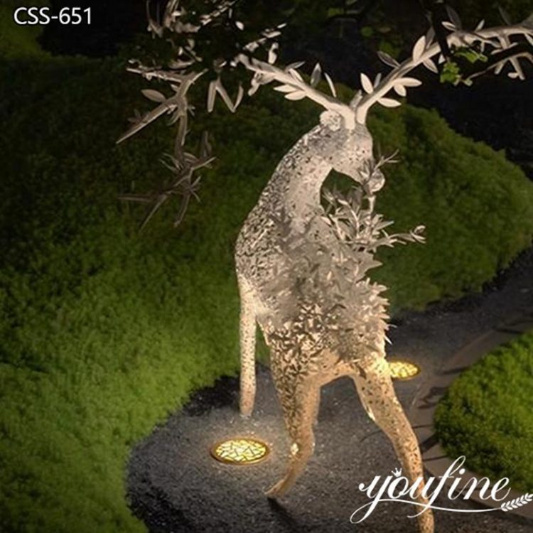 Outdoor Stainless Steel Deer Statue with Light Decor Factory Supplier  CSS-651