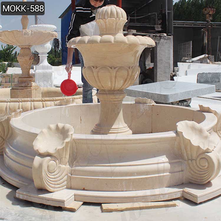 Antique Beige Large Marble Fountain Outdoor Garden Decor for Sale MOKK-588