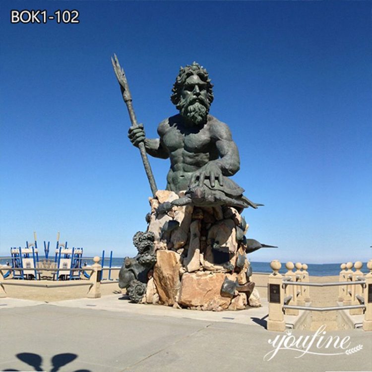 Large Poseidon Bronze Statue Holding a Trident Outdoor Decor for Sale BOK1-102
