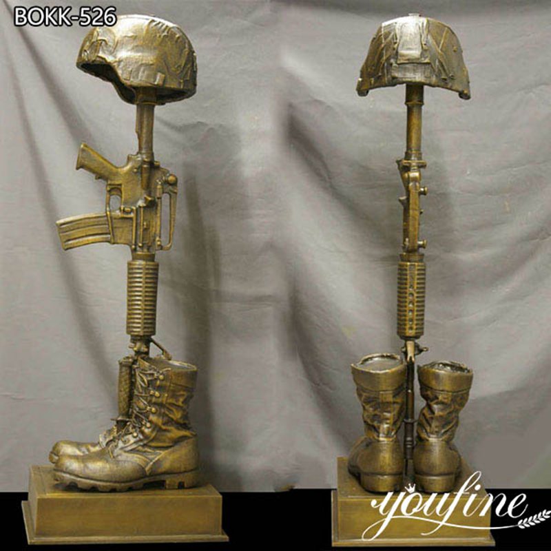 High-Quality Bronze Battlefield Cross Statue for Memorial for Sale BOKK-526