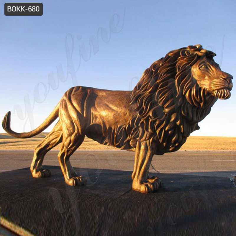 Life Size Bronze Gold Lion Statue Tarkov Outdoor Decor Factory Supply BOKK-680