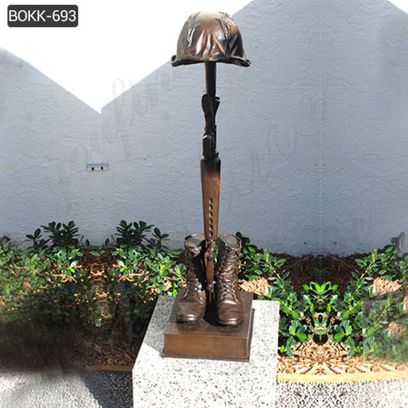High Quality Fallen Soldier Battle Cross Bronze Statue Garden Decor for Sale BOKK-693