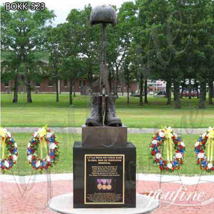 Bronze Fallen Soldier Battle Cross Memorial Statue Garden Decor for Sale BOKK-523