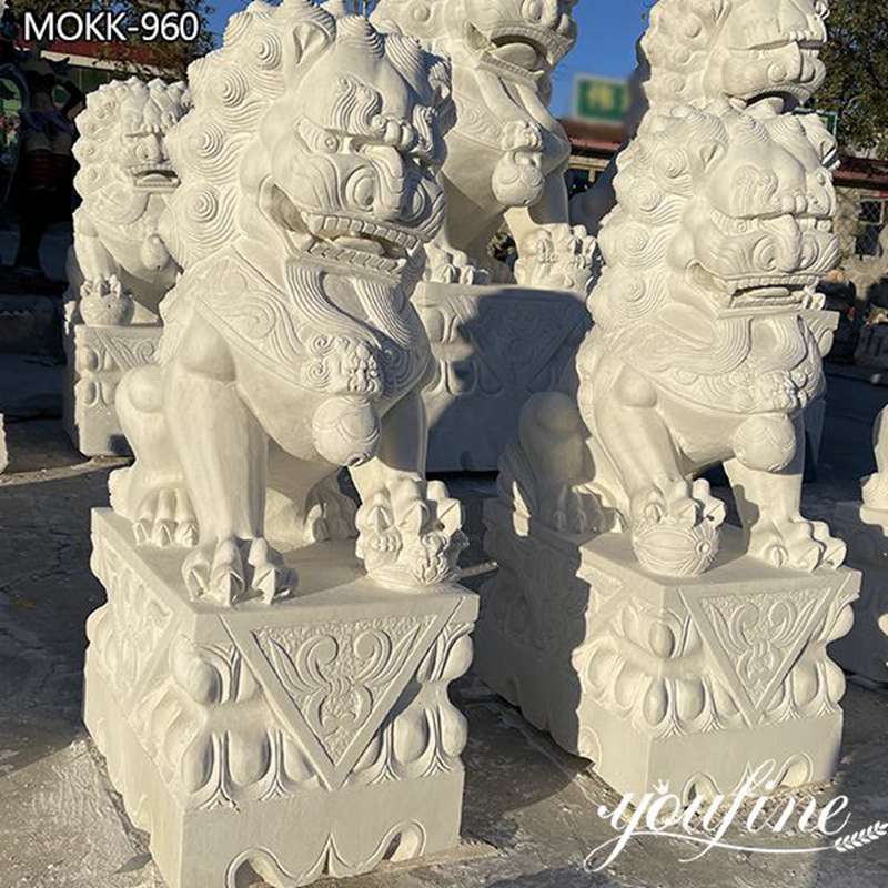 Large Outdoor Foo Dog Marble Statues Home Decor Factory Supply MOKK-960