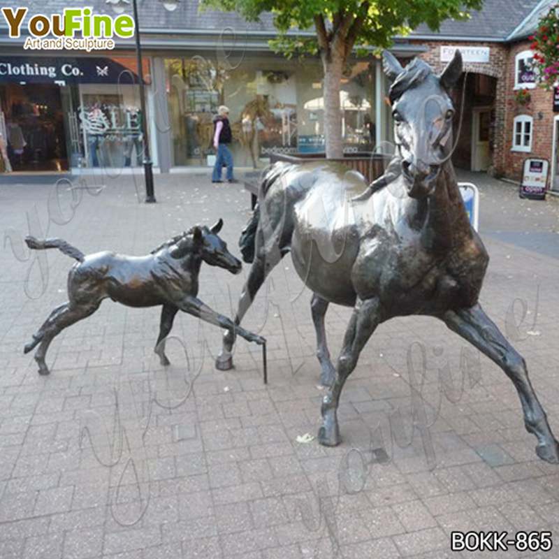 Life Size Bronze Horse Statue of Mare and Foal Outdoor Decor for Sale BOKK-865