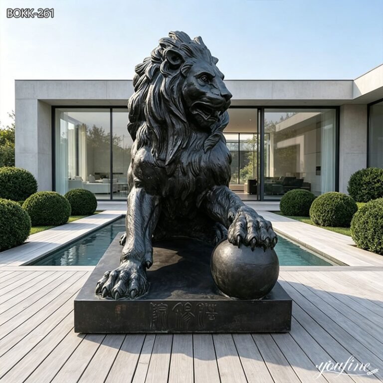 realistic lion statue front
