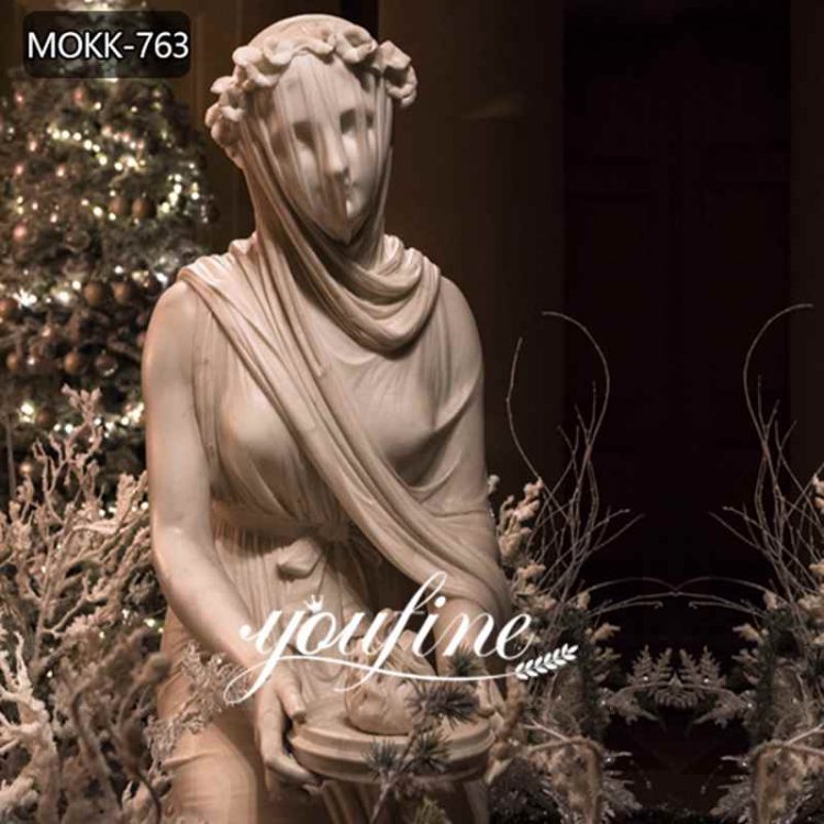 Antique Marble Veiled Vestal Lady Bust Sculpture Home Decor for Sale MOKK-763