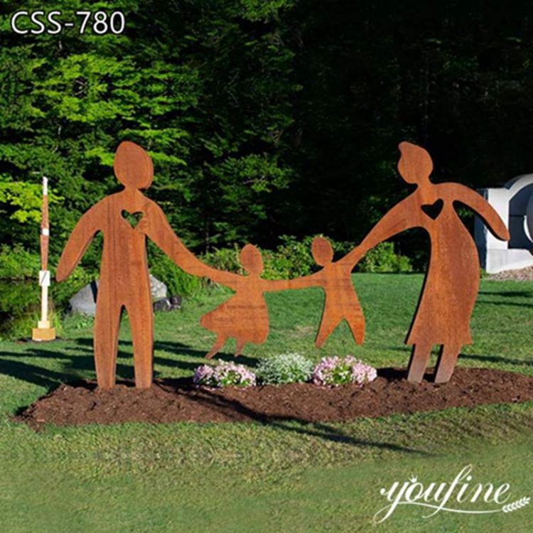 Contemporary Corten Steel Family Members Garden Art for Sale CSS-780