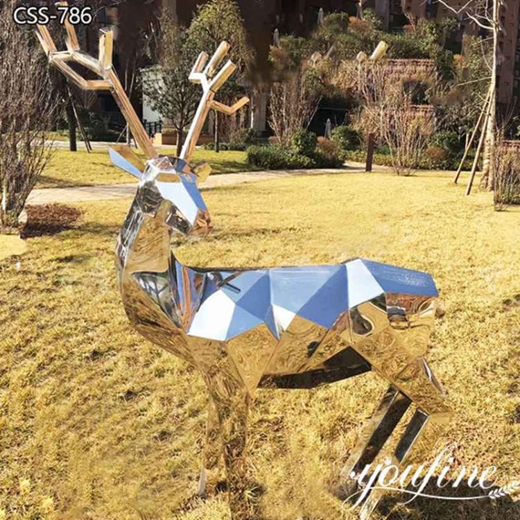 Life-Size Geometric Metal Deer Statue Outdoor Decor for Sale CSS-786