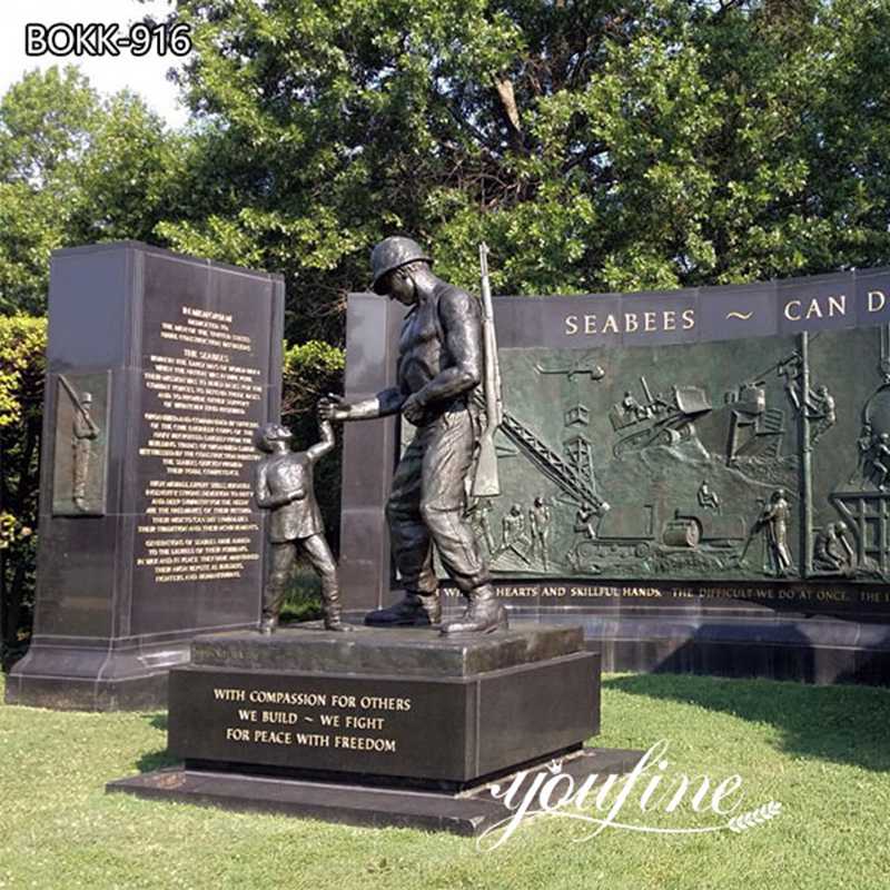 Bronze Military Statues Soldier and Kid Monument for War Memorial BOKK-916