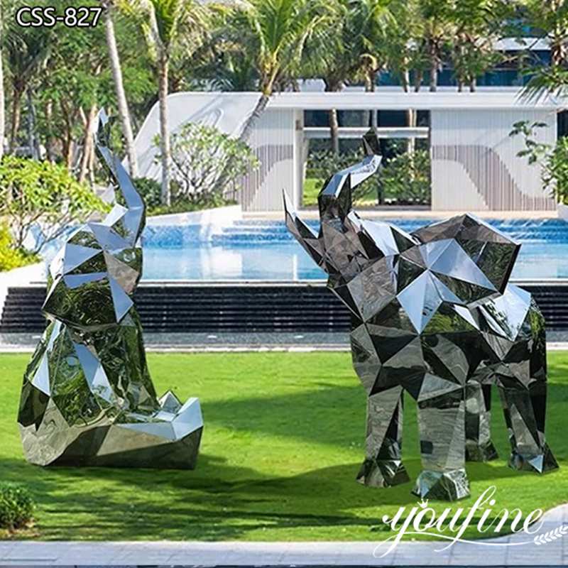 Stainless Steel Geometric Elephant Statue Garden Decor for Sale CSS-827