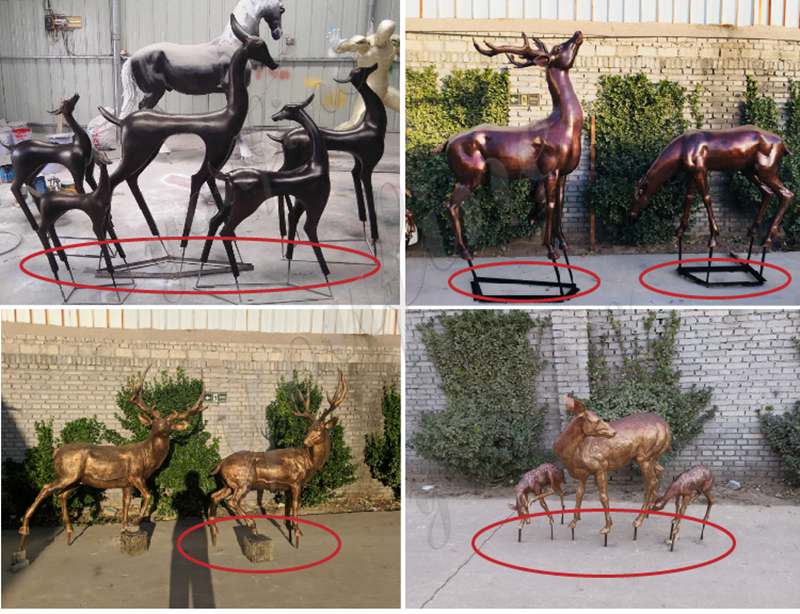 solid installation of bronze deer statues-YouFine Art Sculpture